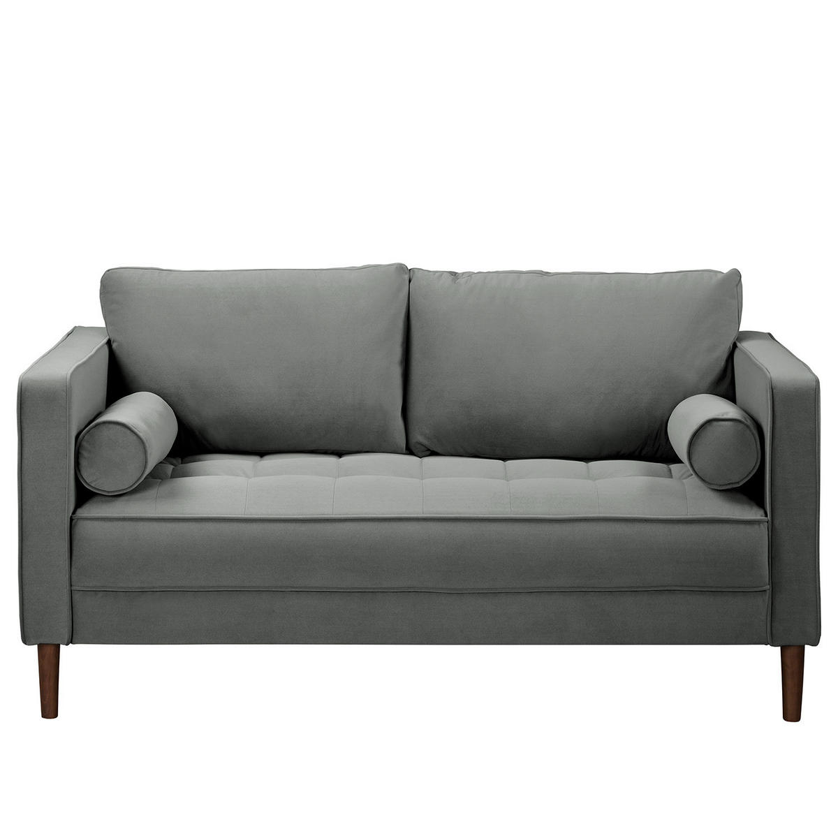 2-SITZER SOFA - Samt - Grau, Textil (150/80/86cm) - home24