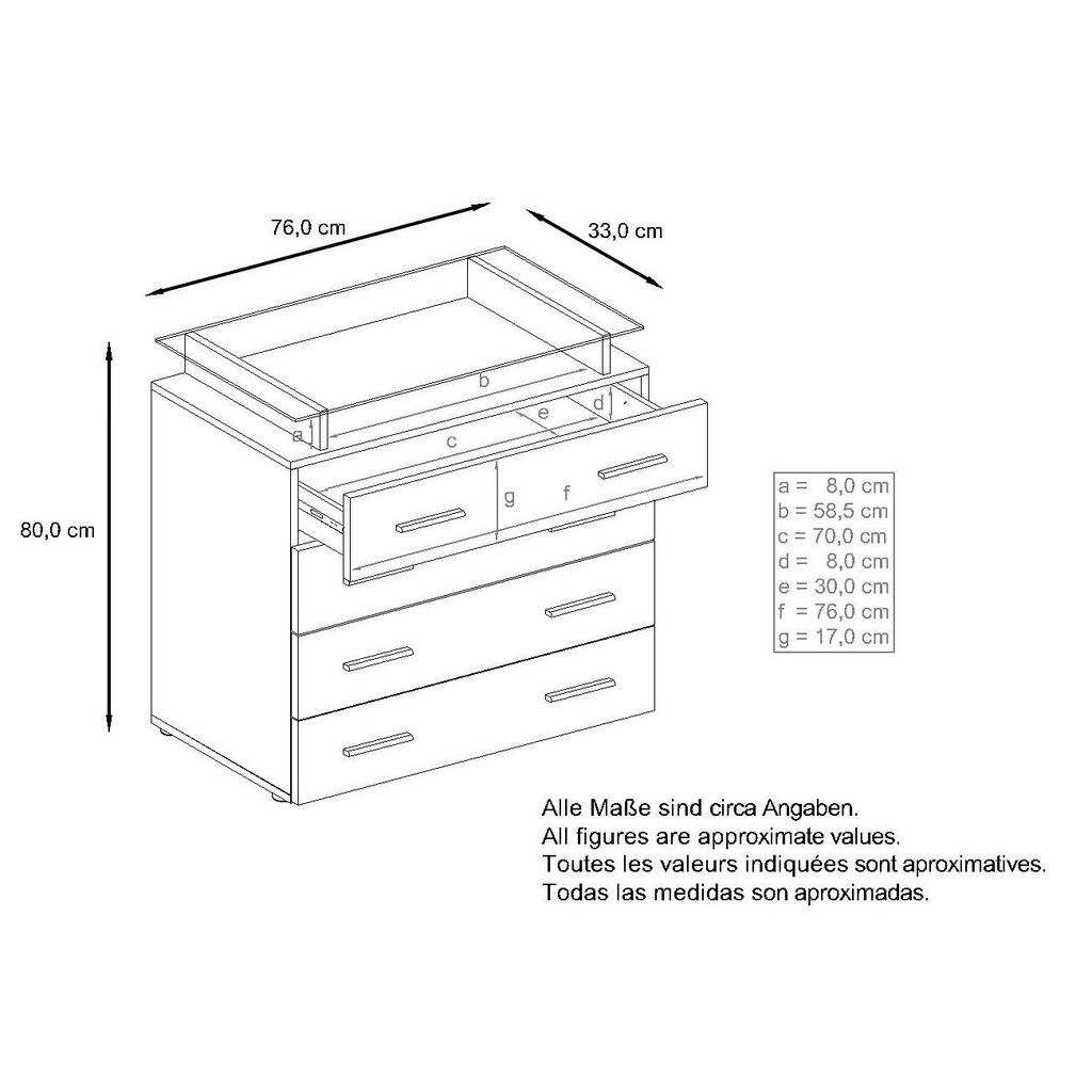 Thumbnail - Vladon Kommode, Schwarz Hochglanz, Holzwerkstoff, 76x81x35 cm, Wohnzimmer, Kommoden & Sideboards, Kommoden