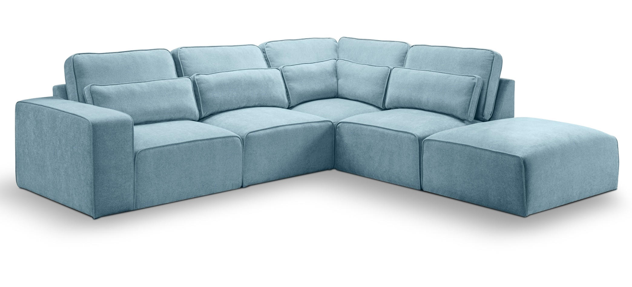 ECKSOFA hellblau Webstoff, Sofa 305 x 281 cm, L-Sofa rechts - Hellblau/Grau, Holz/Textil (305/281cm) - Inn.Furn