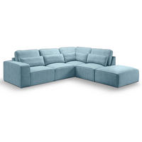 ECKSOFA hellblau Webstoff, Sofa 305 x 281 cm, L-Sofa rechts - Hellblau/Grau, Holz/Textil (305/281cm) - Inn.Furn