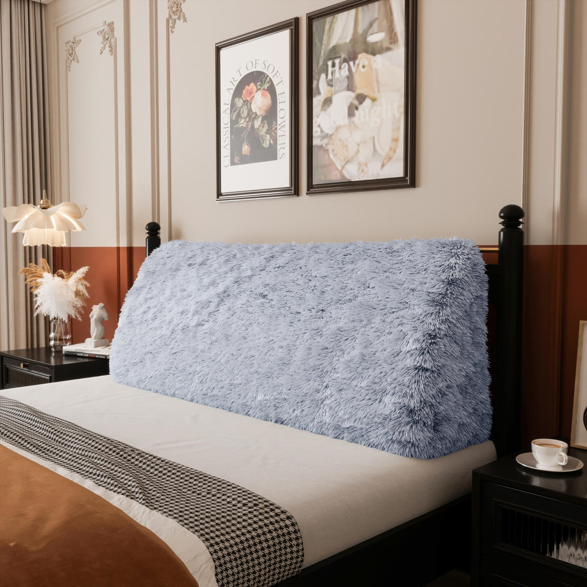 RÜCKENKISSEN Plüsch Blau grau 180 cm - Blaugrau, Textil (50/180cm) - Vercart