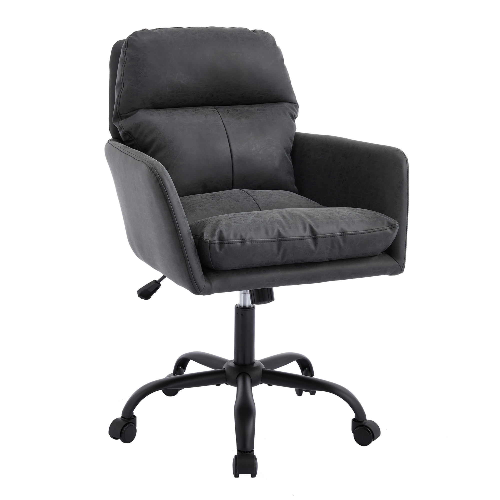 DREHSTÜHLE Kunstleder PU höhenverstellbar Schwarz - Schwarz, Metall (60.5/102/71.58cm) - SHOPENTRA