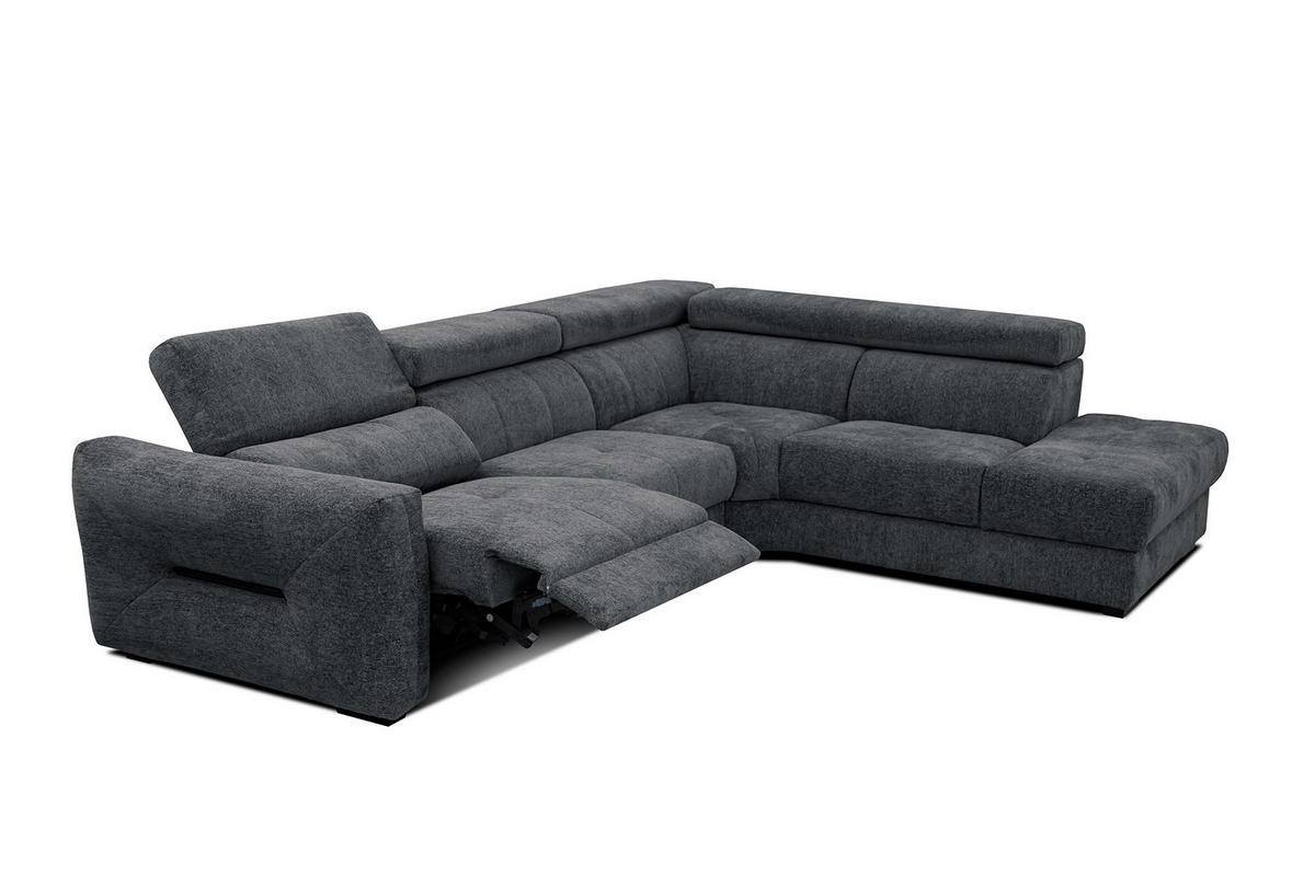 ECKSOFA CALVERA 5-Sitzer mit 1 Relaxfunktion, graphitfarben - Graphitfarben, Holzwerkstoff/Textil (297/239cm) - Courtois Laville