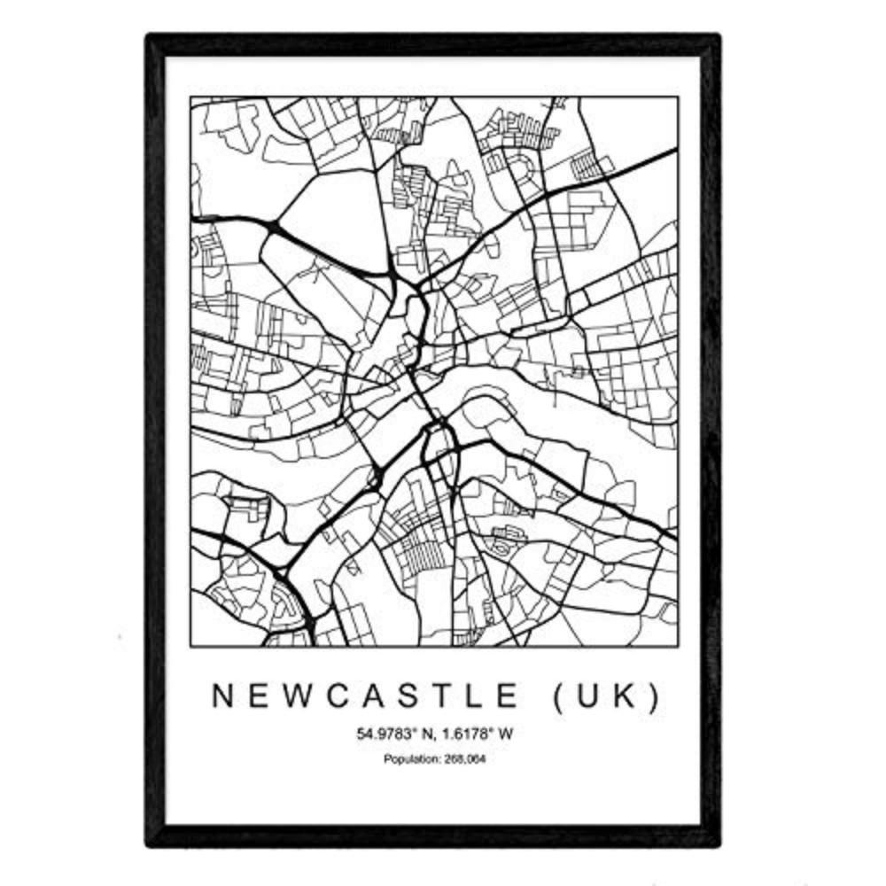 POSTER Newcastle Nordico Stil A4 Rahmenlos - Klar, Papier (29.7/5/21cm) - Nacnic