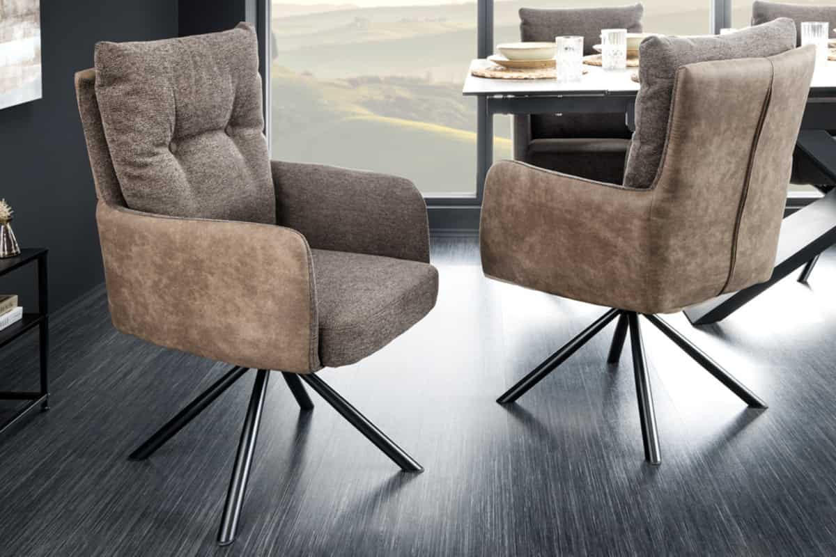 STUHL BIG GEORGE Microfaser Taupe 90 cm - Taupe/Schwarz, Textil/Metall (58/90/68cm) - riess-ambiente