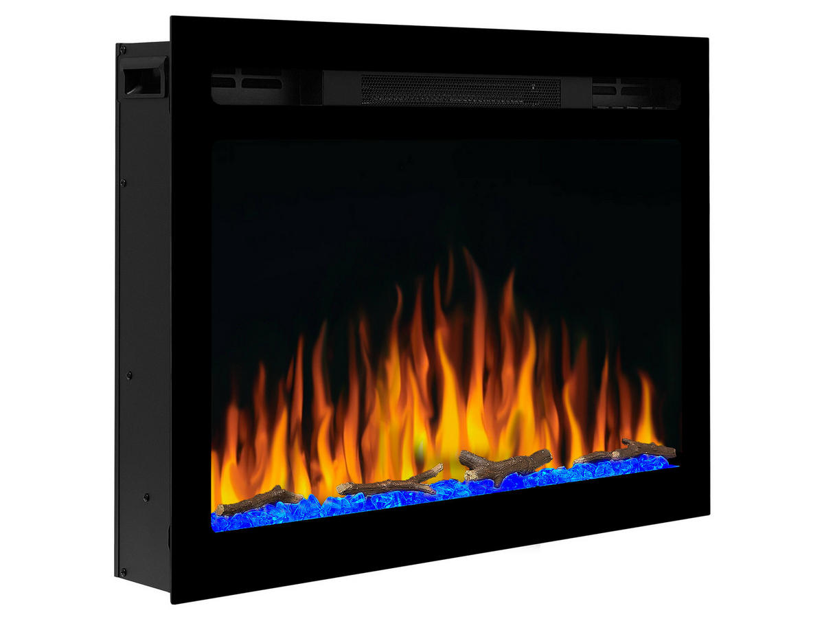 WAND-EINBAUKAMIN AF27WR – Breite 66 cm, 3D-Flammeneffekt, LED-Beleuchtung, Heizfunktion - Schwarz, Glas/Metall (72/54.2/14.5cm) - ArtiFlame