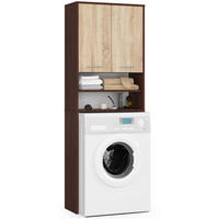 WASCHMASCHINENSCHRANK Wengefarben, Sonoma Eiche 64x30x180 cm - Wengefarben/Silberfarben, Holzwerkstoff/Kunststoff (64/180/30cm) - Akord
