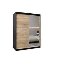 SCHWEBETÜRENSCHRANK 200/150/62 2-türig - Silberfarben/Schwarz, Holz/Kunststoff (150/200/62cm) - Abiks Möbel