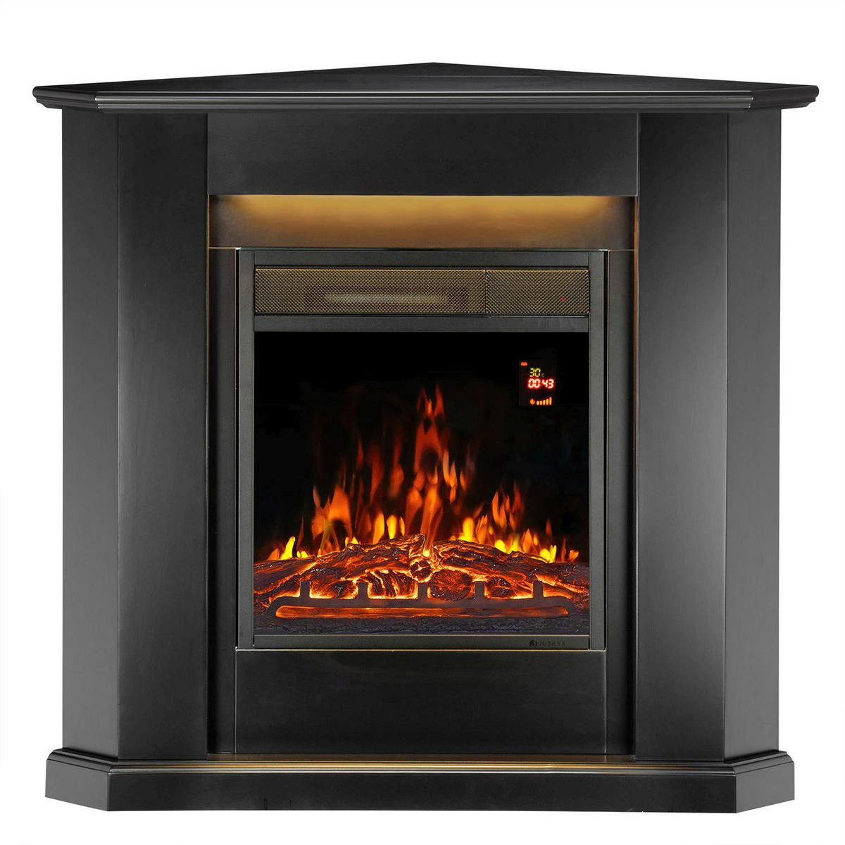 ELEKTROKAMIN 2000W dreieckig schwarz mit Flammeneffekt - Schwarz, Holz (96/93/57cm) - Juskys