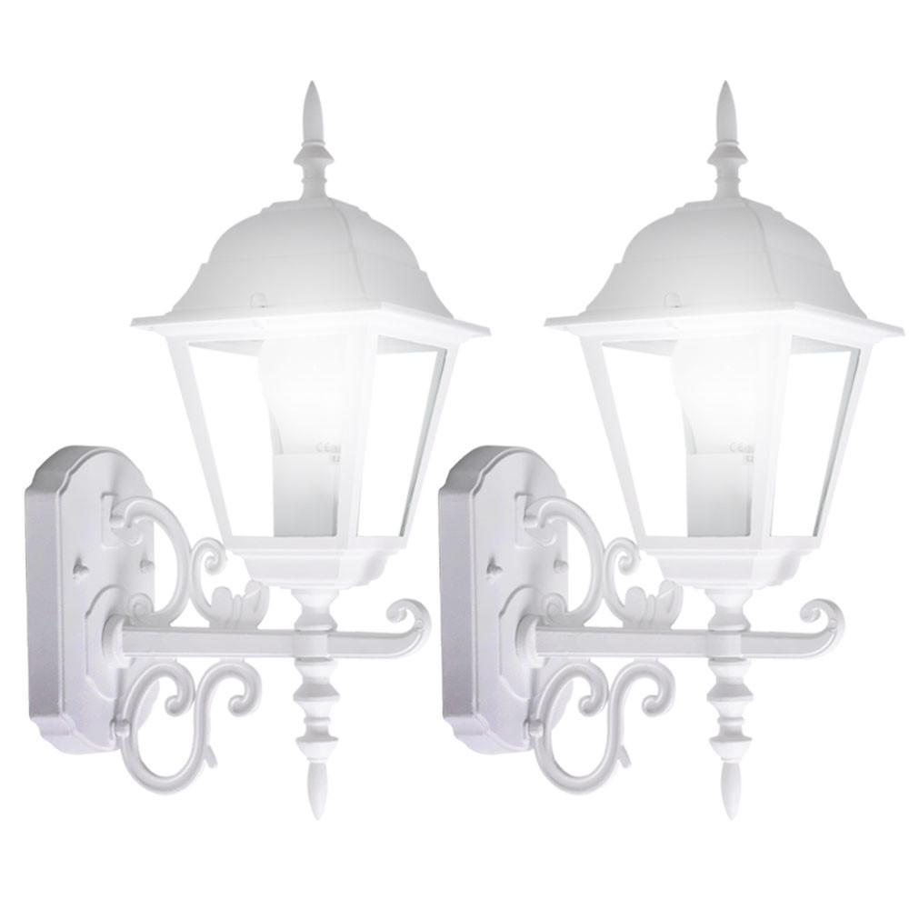 LED WANDLATERNE Aluminium Weiß 2er Set - Weiß, Glas (24.5/18.5/44.5cm)