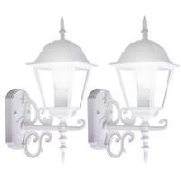 LED WANDLATERNE Aluminium Weiß 2er Set - Weiß, Glas (24.5/18.5/44.5cm)