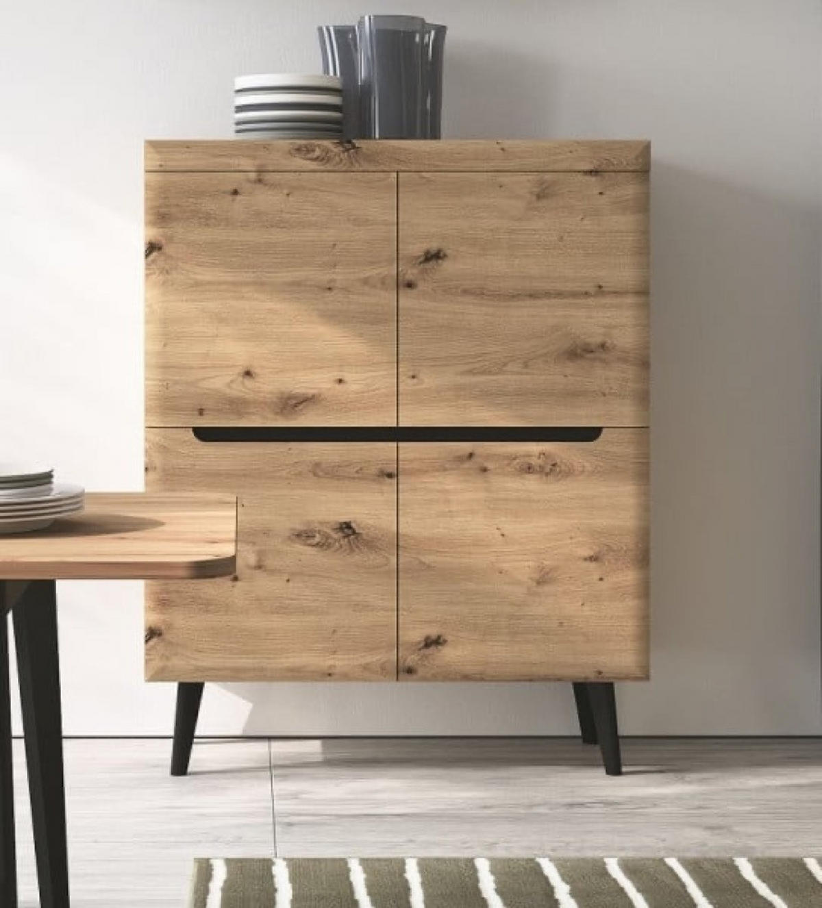 KOMMODE Schwarz NK107 Nordan Artisan Eiche - Multicolor, Holzwerkstoff (107/134/40cm) - Sepro Meble