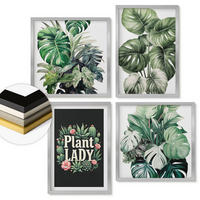 WANDBILDER 4er Set - 50x50 cm & 40x60 cm Silberner Rahmen - Tropische Pflanzen, Pflanzenliebhaberin - Silberfarben, Kunststoff (50/50cm) - ArtPrintCave