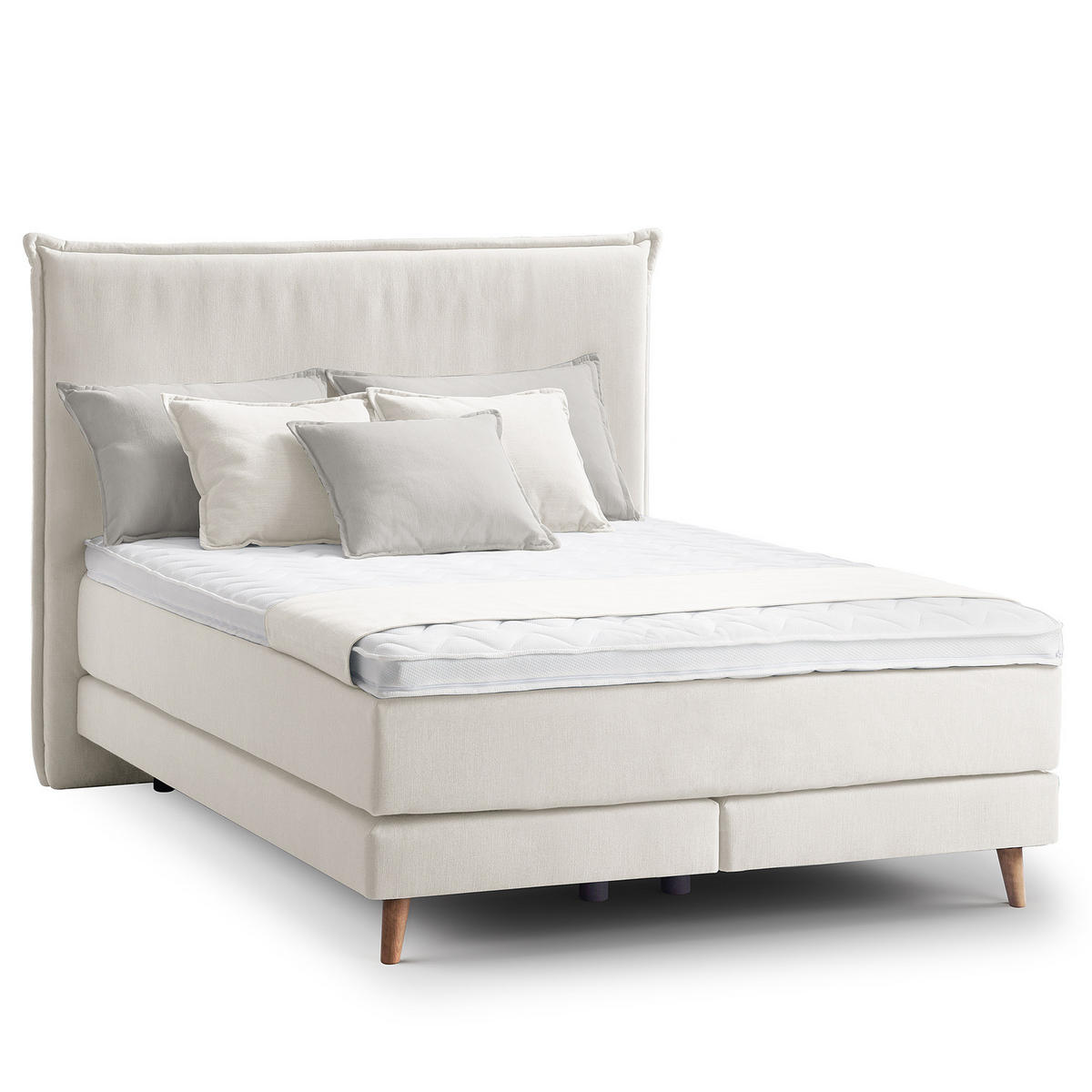BOXSPRINGBETT - Klassisch - Platinfarben, Holz (140/200cm) - home24