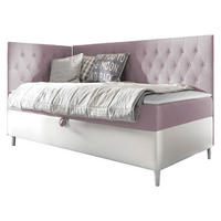 BOXBETT Filip Junior 3, Seite zum Öffnen des Bettkastens: Links - H3 - Weiß/Rosa, Holz (80/200cm) - MIRJAN24