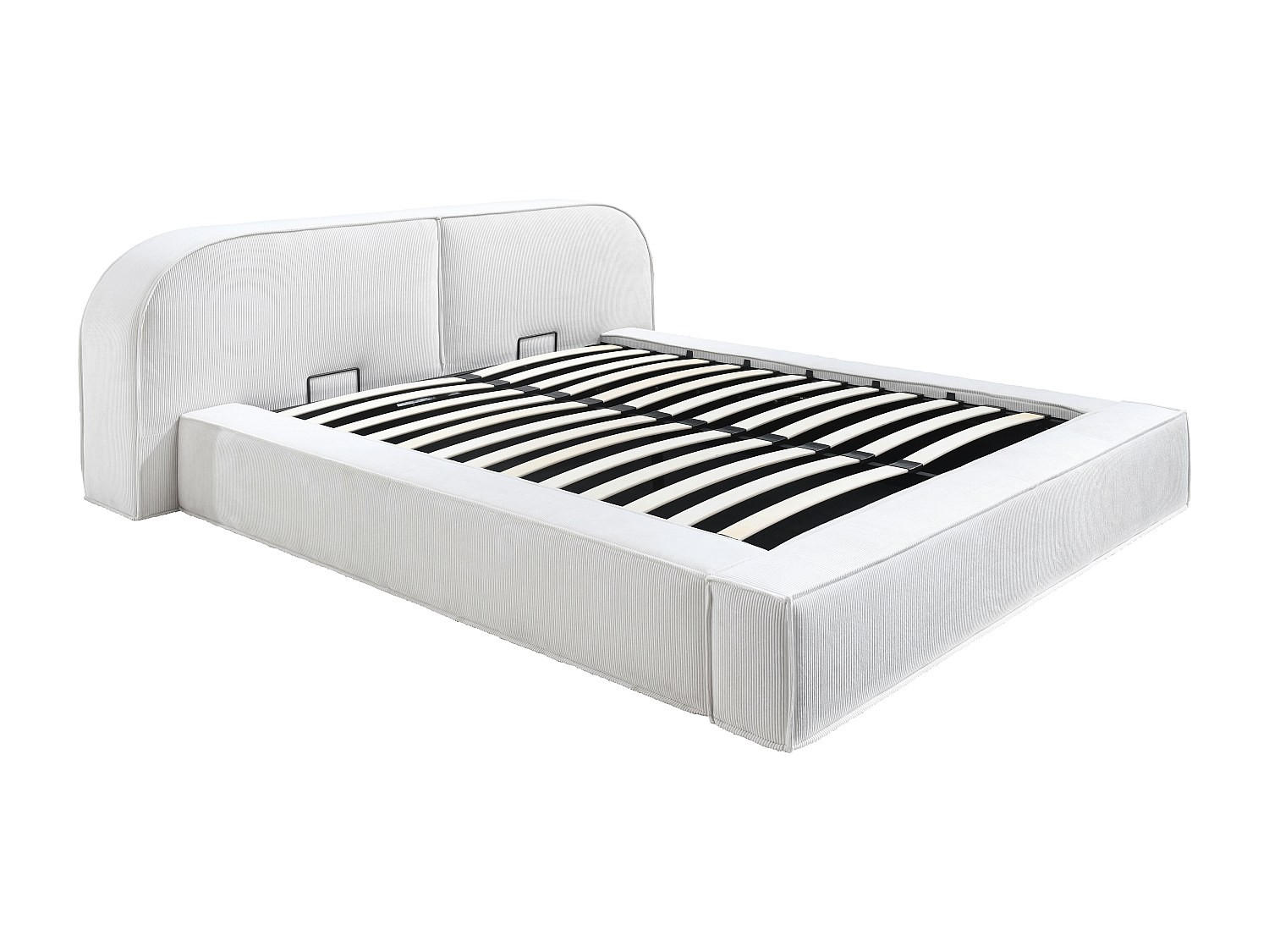 BETT mit Bettkasten - 2 Personen - Samt, Stoff - Cremefarben - Creme, Textil (180/200cm) - Vente-Unique