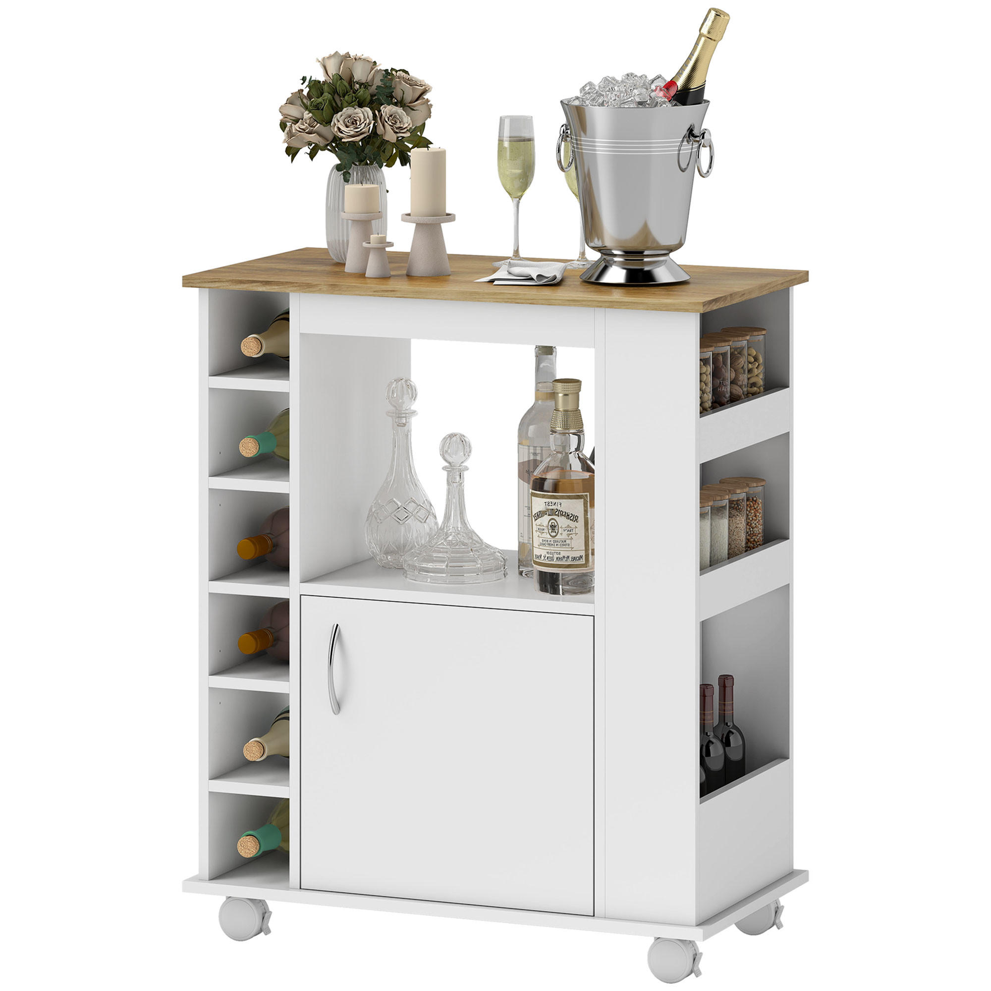 KÜCHENWAGEN, Wagen mit Schrank und Bremsen, 75 x 39,5 x 88 cm, Weiß - Multicolor, Metall (75/88/39.5cm) - FORIOUS