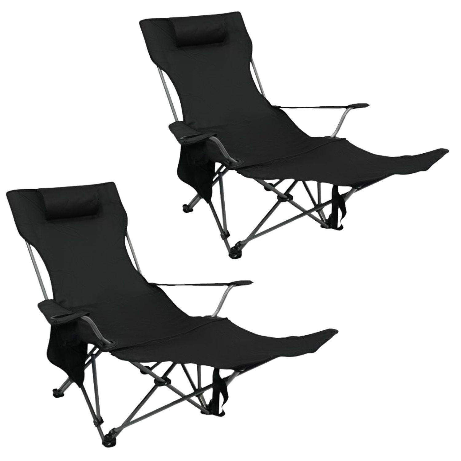 GARTEN LIEGESTUHL 2er Set klappbar in Schwarz - Schwarz, Metall (53/88/156cm) - Coemo