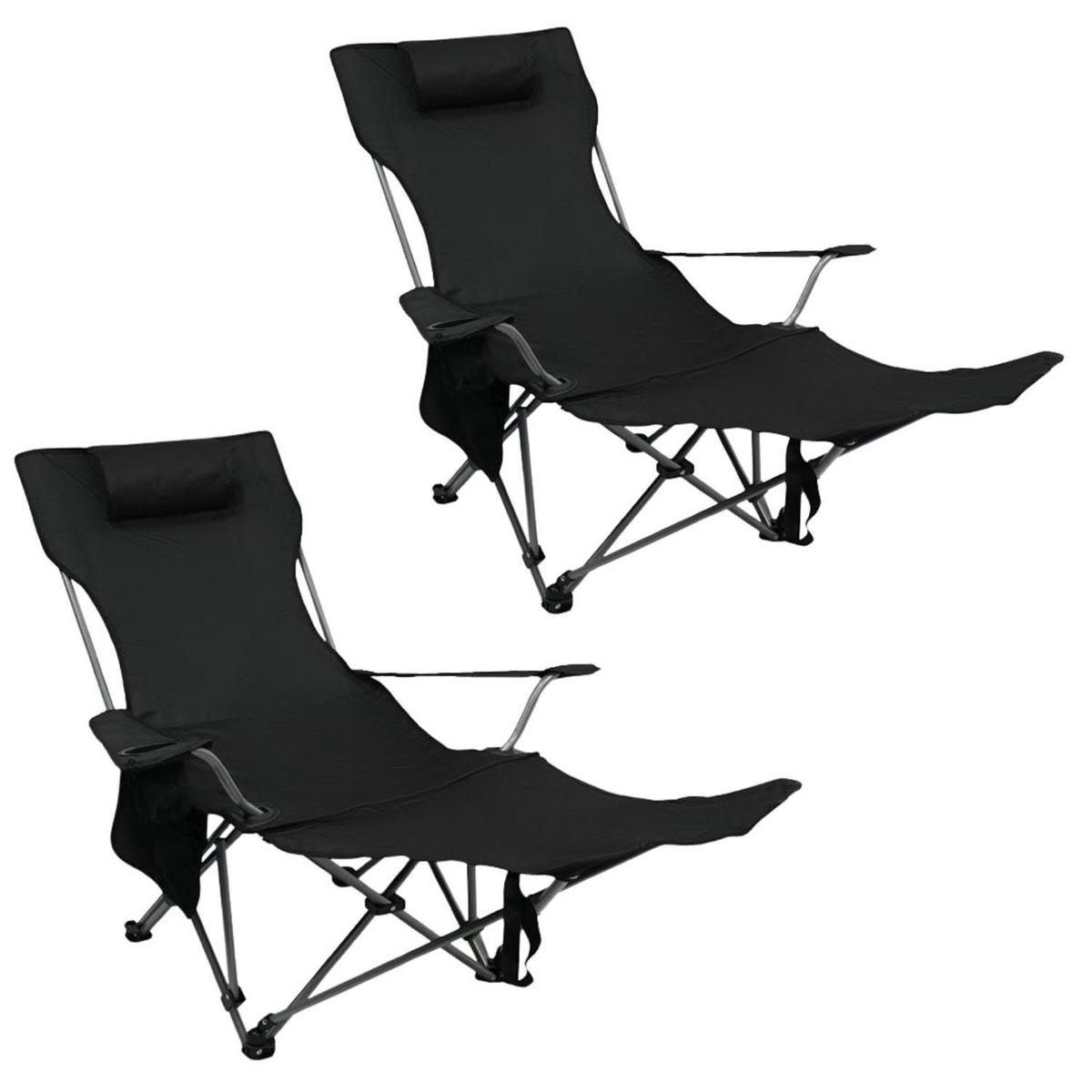 GARTEN LIEGESTUHL 2er Set klappbar in Schwarz - Schwarz, Metall (53/88/156cm) - Coemo