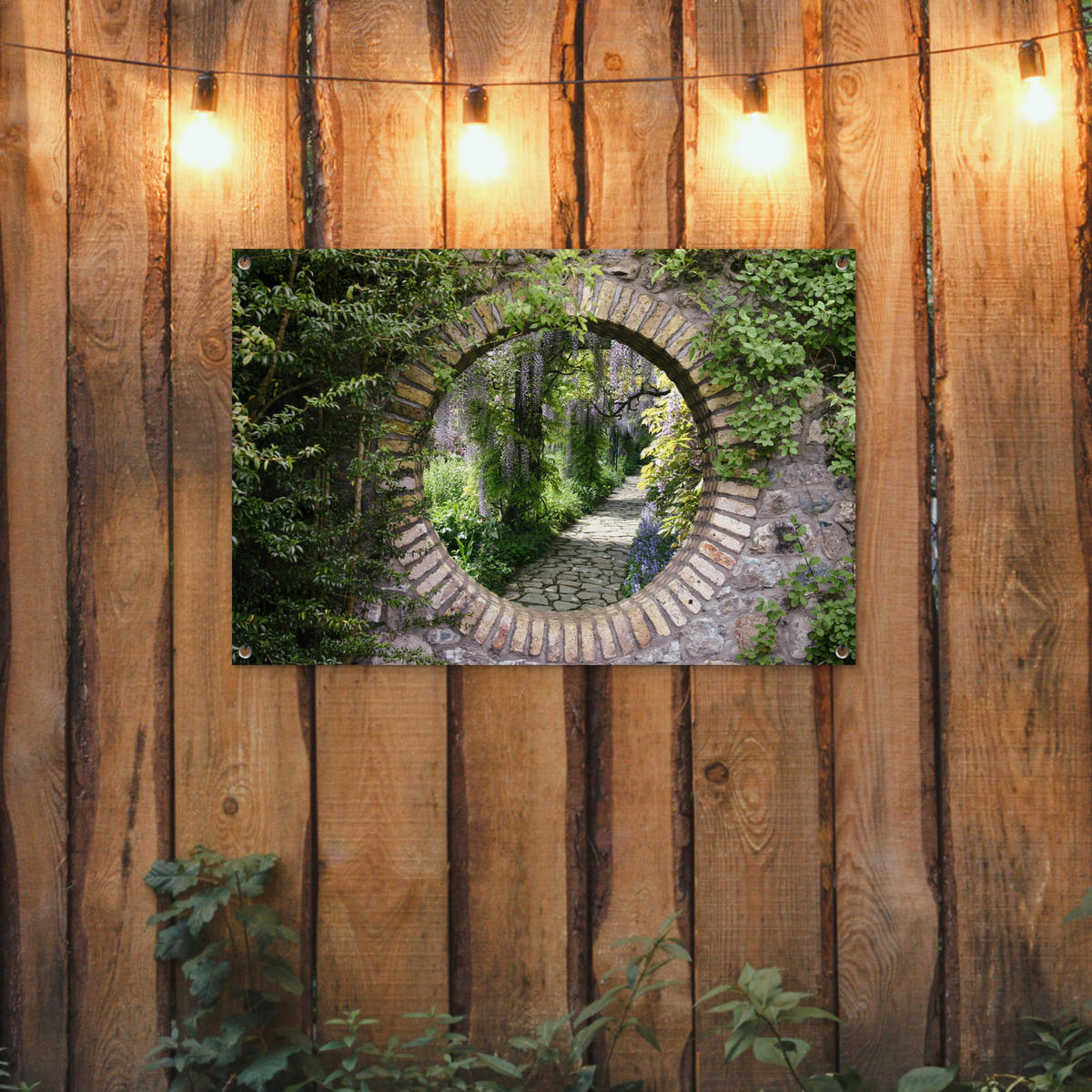ZAHRADNÍ PLAKÁT Les - Kameny - Průhled - Stezka - Vistárie 90x60 cm - šedohnědá, plast (90/60/0.2cm) - OnlyWow