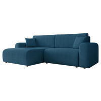 ECKSOFA Floryn L Cord - Blau/Schwarz, Holz/Kunststoff (245/145cm) - MIRJAN24
