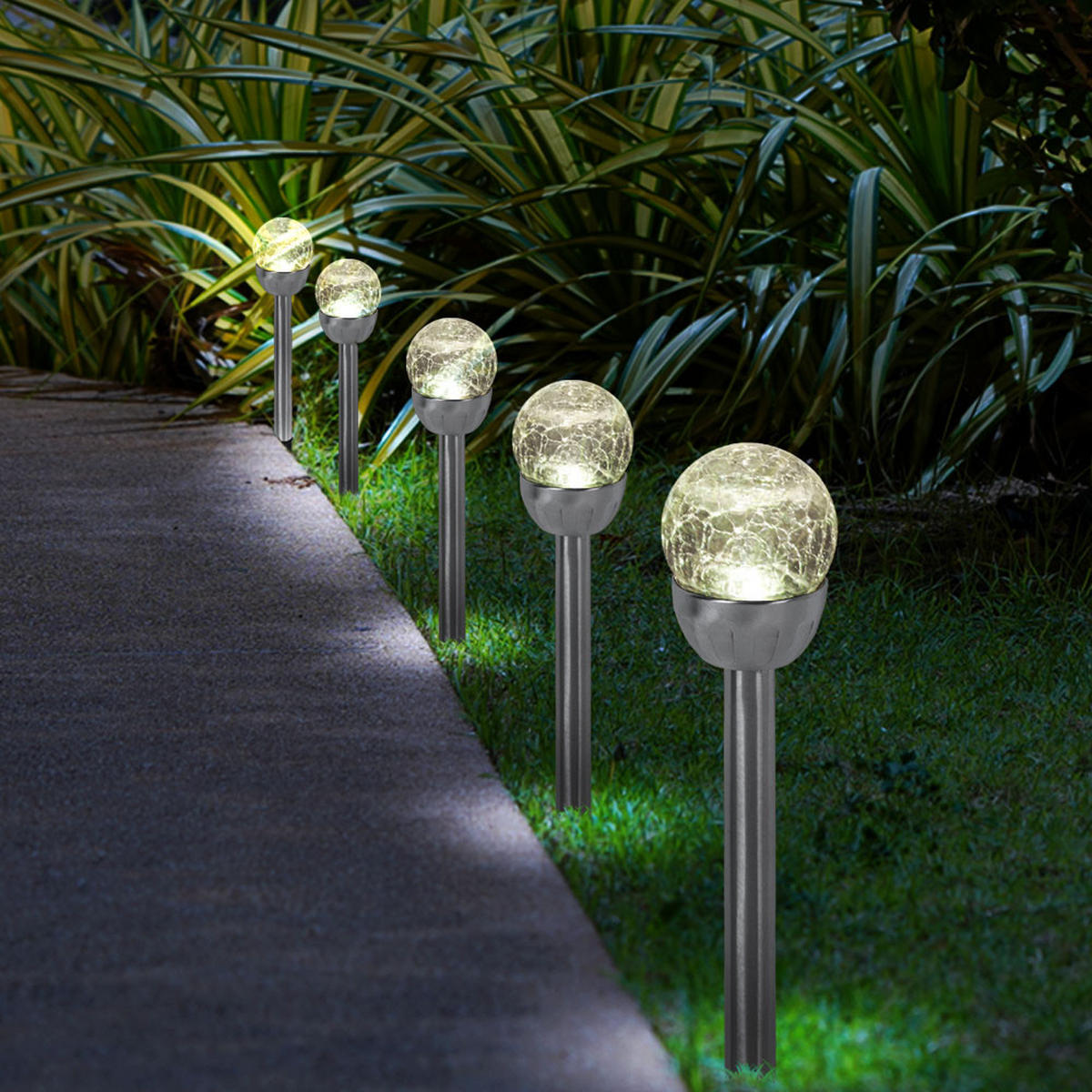 LED AUSSENLEUCHTE Edelstahl Silber 3er Set - Silberfarben, Metall (6/6/24.5cm)
