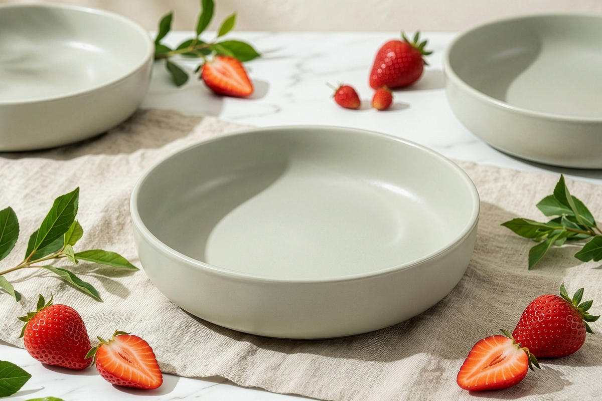 TELLER-SET VICTO 6-tlg Suppenteller, matt beige/grün/grau - Hellgrün, Keramik (18cm) - KONSIMO®