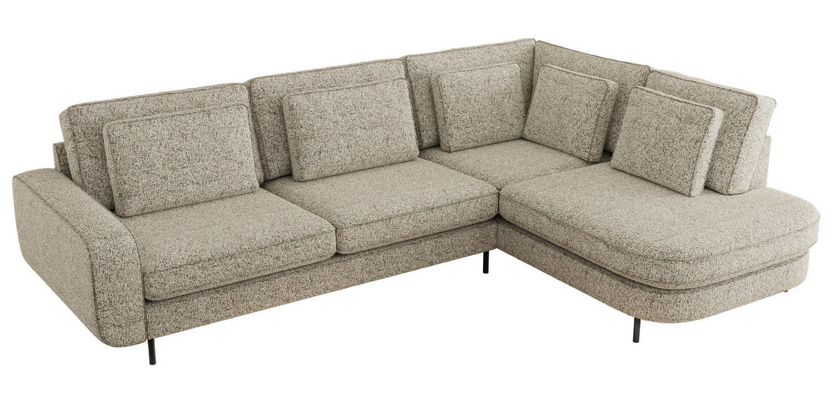 ROHOVÁ SEDAČKA CALENO L - Béžová Strukturovaná látka - Levá Strana - černá/béžová, kov/textil (317/225cm) - MKS
