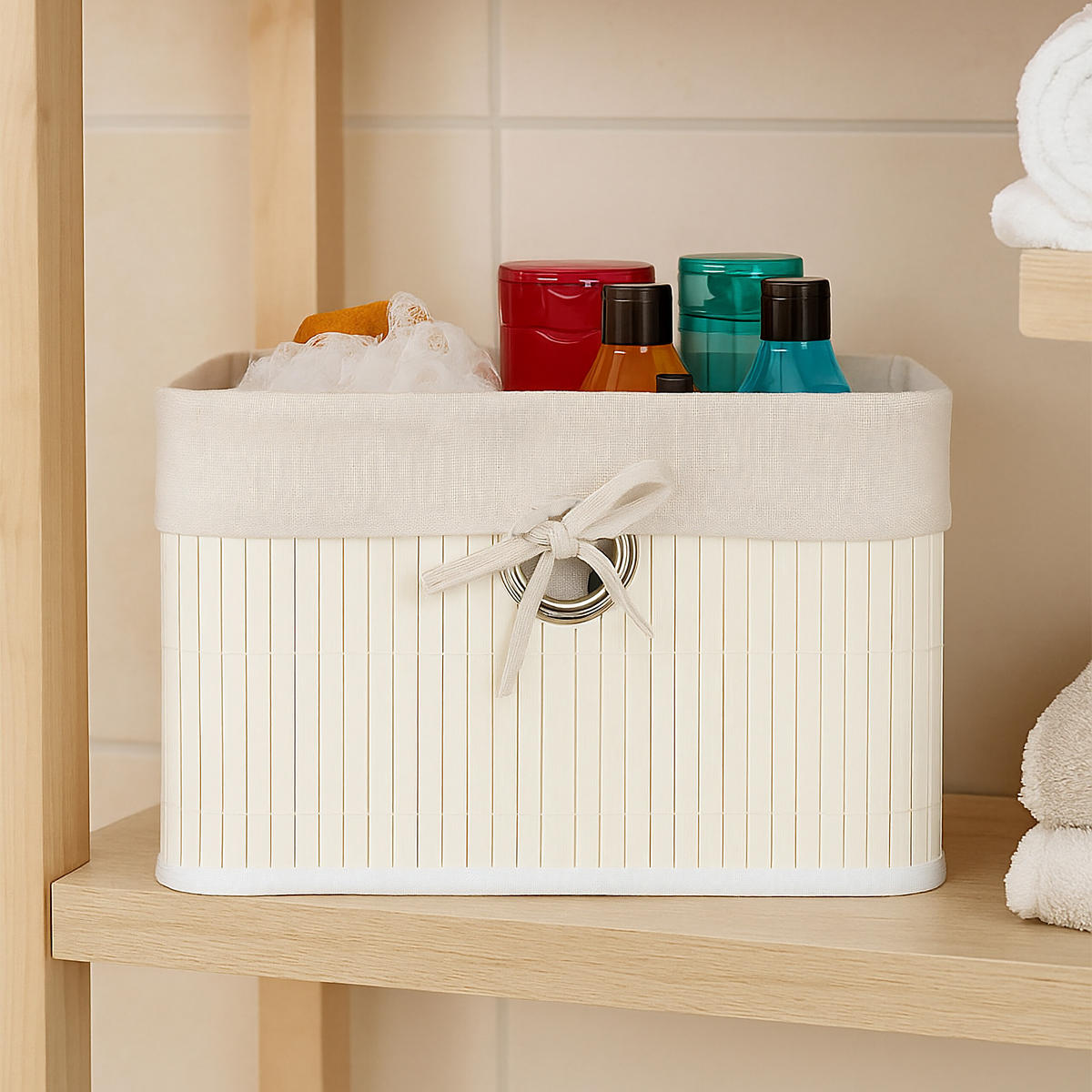 SADA úložných košů - různobarevná, kov/dřevo (31/20/31cm) - Relaxdays