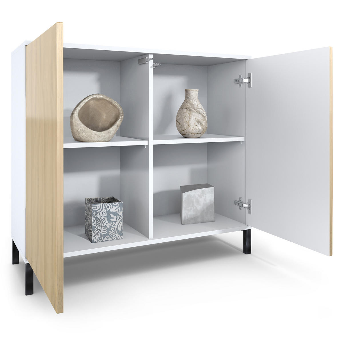 KOMMODE Skadu Creme Hochglanz - Creme, Holzwerkstoff (92.5/83.5/35cm) - Vladon