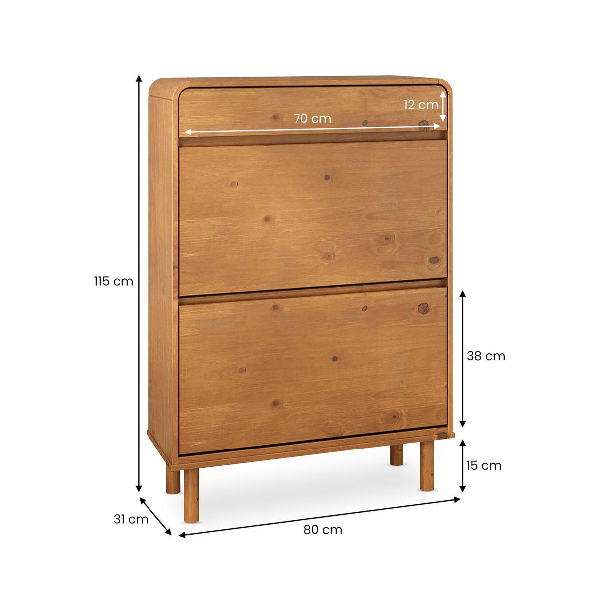 SCHUHKIPPER NAEL Eiche - Eichefarben, Holz (80/114/30cm) - IDIMEX