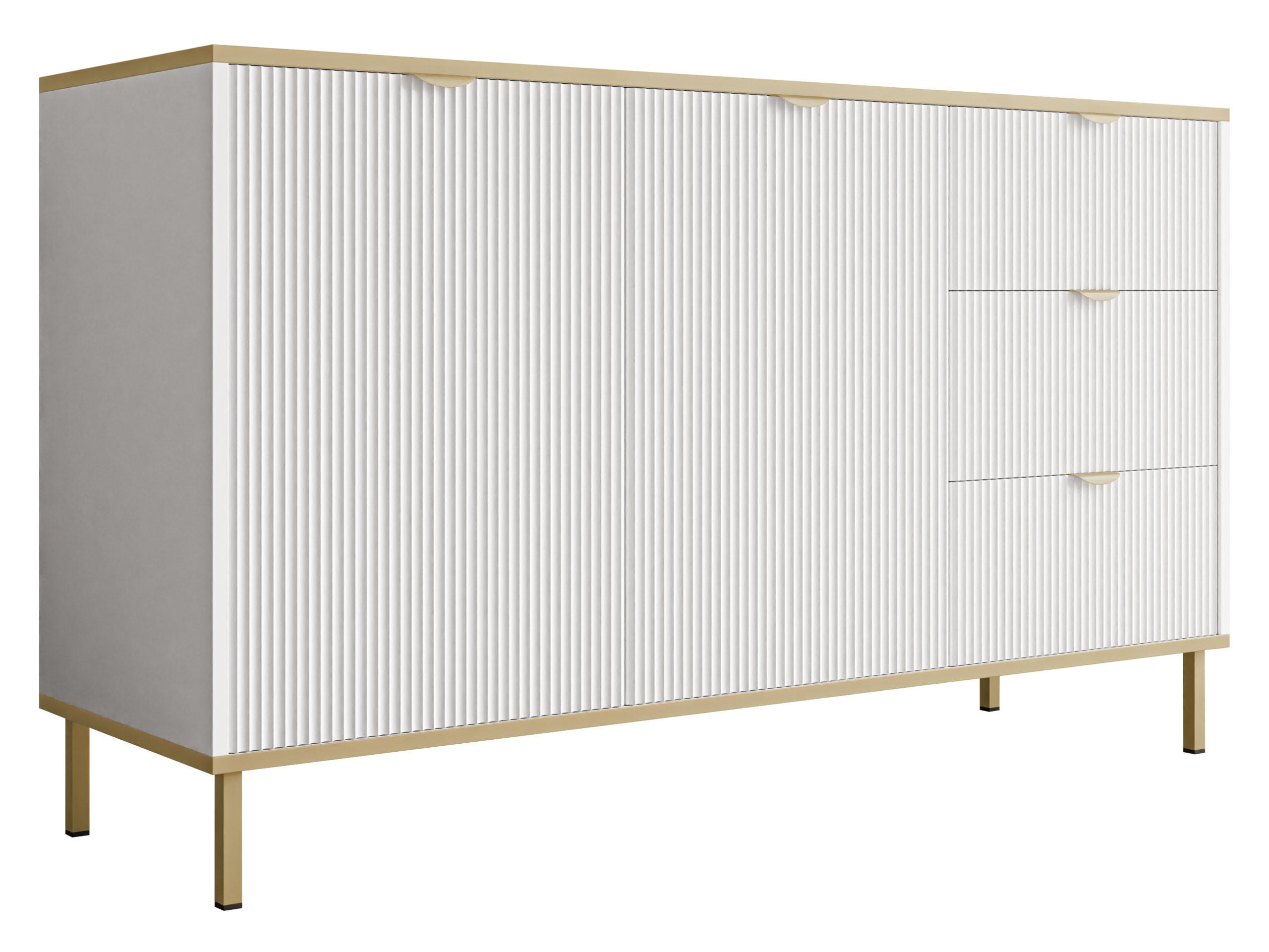 SIDEBOARD Werkoz 2D3S - Goldfarben/Weiß, Holzwerkstoff/Metall (135/78/42cm) - MIRJAN24