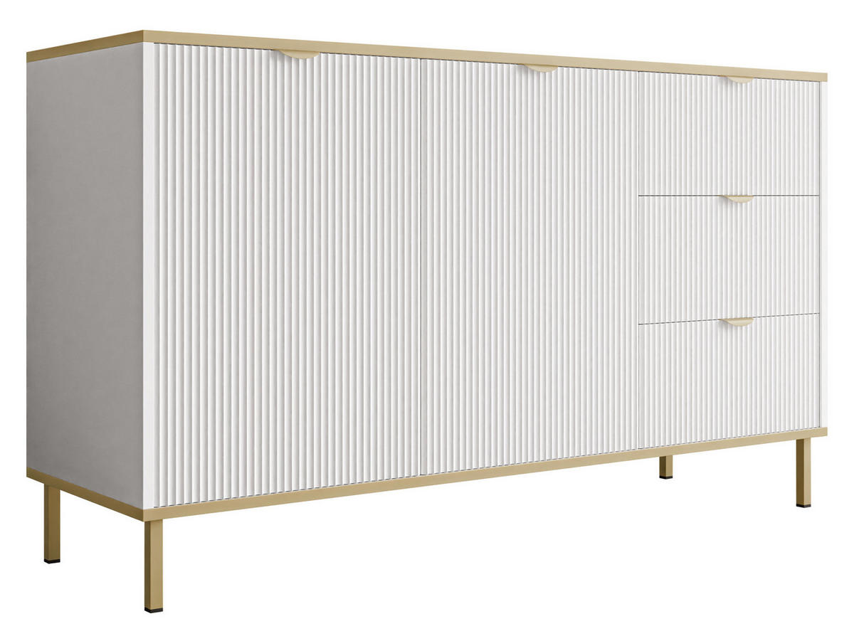 SIDEBOARD Werkoz 2D3S - Goldfarben/Weiß, Holzwerkstoff/Metall (135/78/42cm) - MIRJAN24