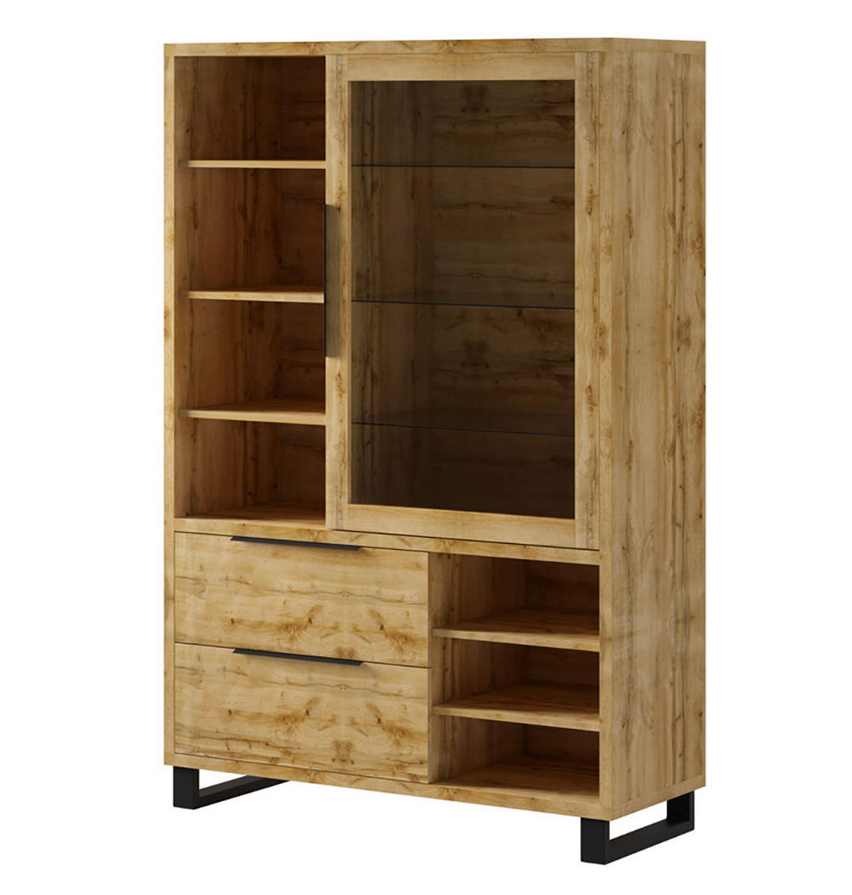 VITRINE Halle Wotan Eiche 120 / 45 / 190 cm - Eiche Wotan/Braun, Holz/Holzwerkstoff (120/190/45cm) - Feldmann-Wohnen