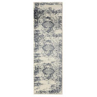 VINTAGE-LÄUFER Suki 80/240 cm - Blau/Creme, Kunststoff (80/240cm) - benuta