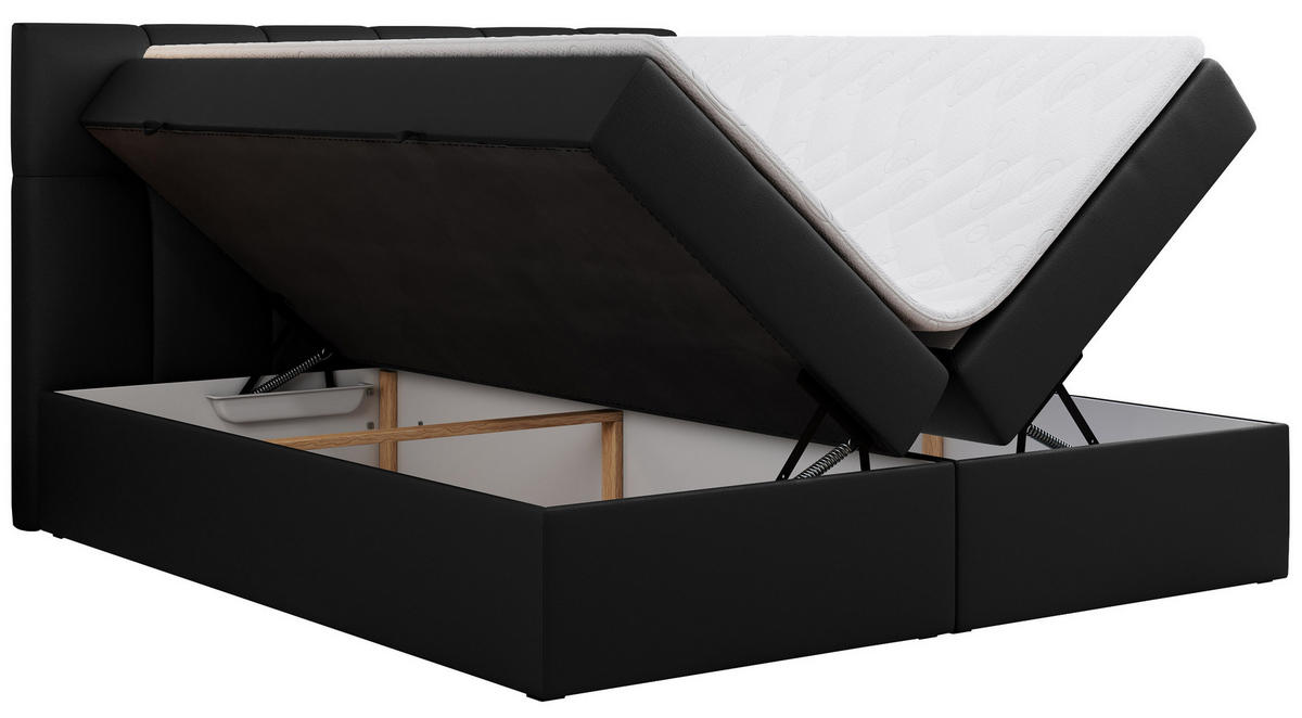 BOXBETT RICO 200/200 Schwarz Kunstleder - H3 - Schwarz, Holz/Textil (200/200cm) - MKS