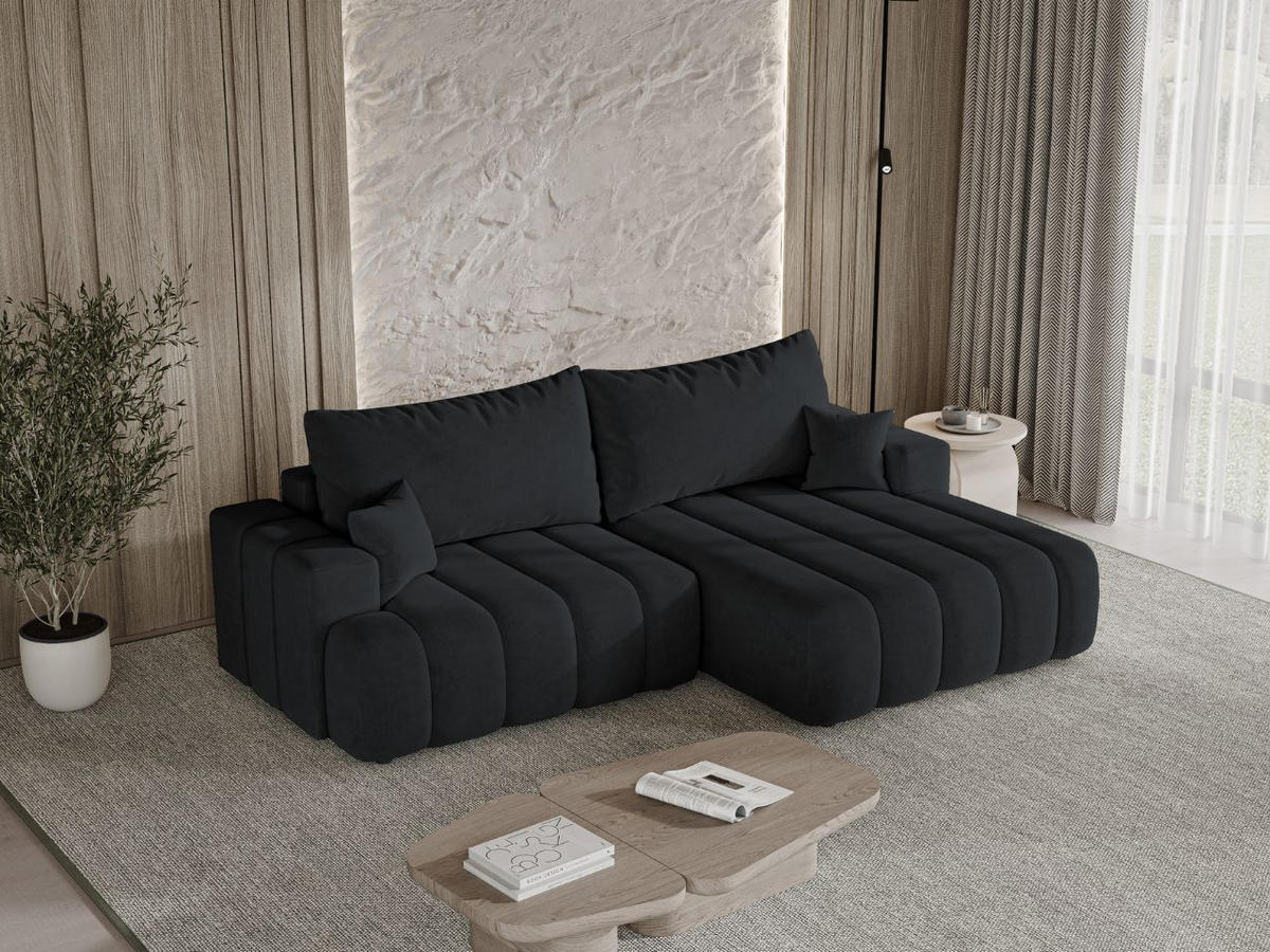 ECKSOFA Caleo Schwarz Rechts - Schwarz, Holz/Textil (270/170cm) - Graingold