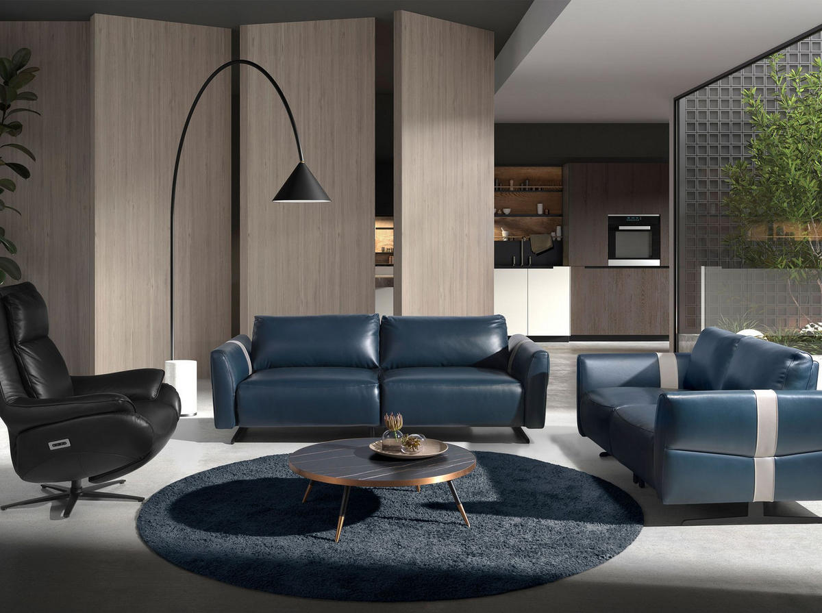 COUCHTISCH Runder Couchtisch aus Porzellanmarmor und schwarzem Stahl Ø90/30 cm - Schwarz/Bronzefarben, Stein/Metall (90/90/30cm) - ANGEL CERDA