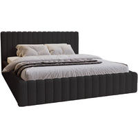 POLSTERBETT 140x200 Billo mit Bettkasten, Boucle Schwarz - Schwarz, Holz/Textil (140/200cm) - Emporius