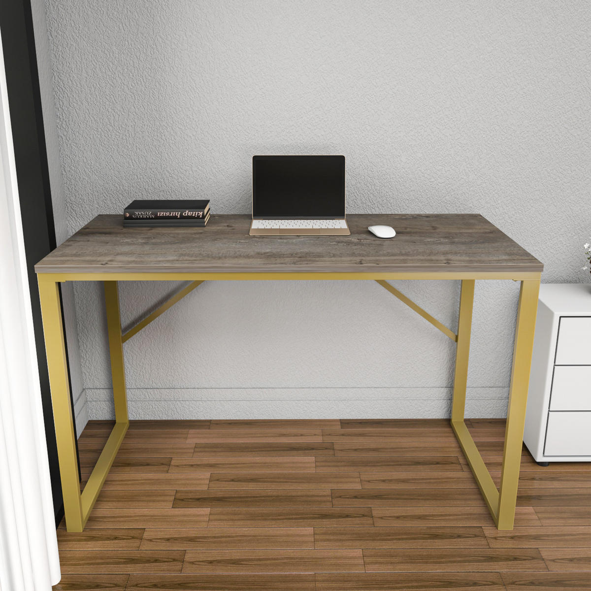 COMPUTERTISCH Layton Gold Wenge - Multicolor, Holzwerkstoff (60/120/16cm) - Decorotika