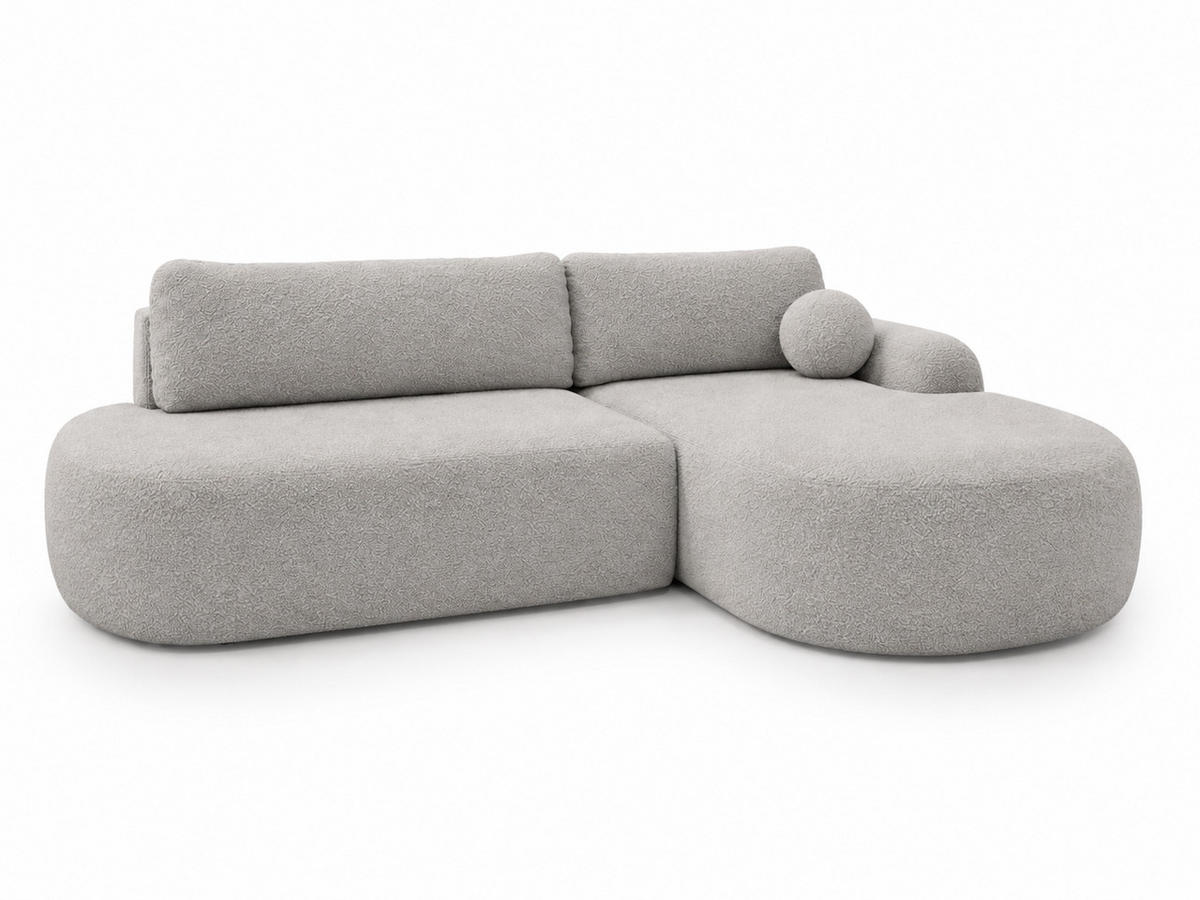 ECKSOFA Aurio O Bouclé-Stoff Grau Rechts - Grau, Holz/Textil (177/271cm) - Graingold