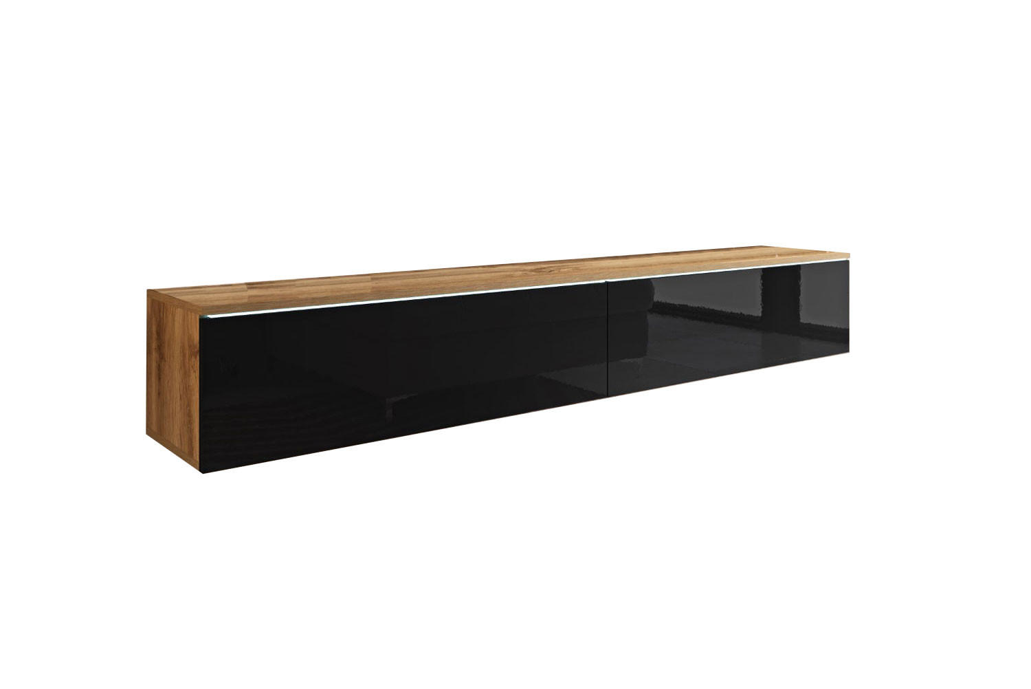 Feldmann-Wohnen LOWBOARD Eiche, Schwarz 180cm × 32cm × 30cm