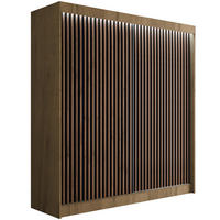 KLEIDERSCHRANK mit LED, Lamel-Schiebetüren VILANv2 - 200 cm Eiche Kraft + Lamelle Eiche Wotan - Hellbraun/Eiche Wotan, Holzwerkstoff (200/215/61cm) - ALTDECOR