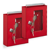 NÚDZOVÝ kľúčový box - červená, kov/sklo (12/15/4cm) - Relaxdays