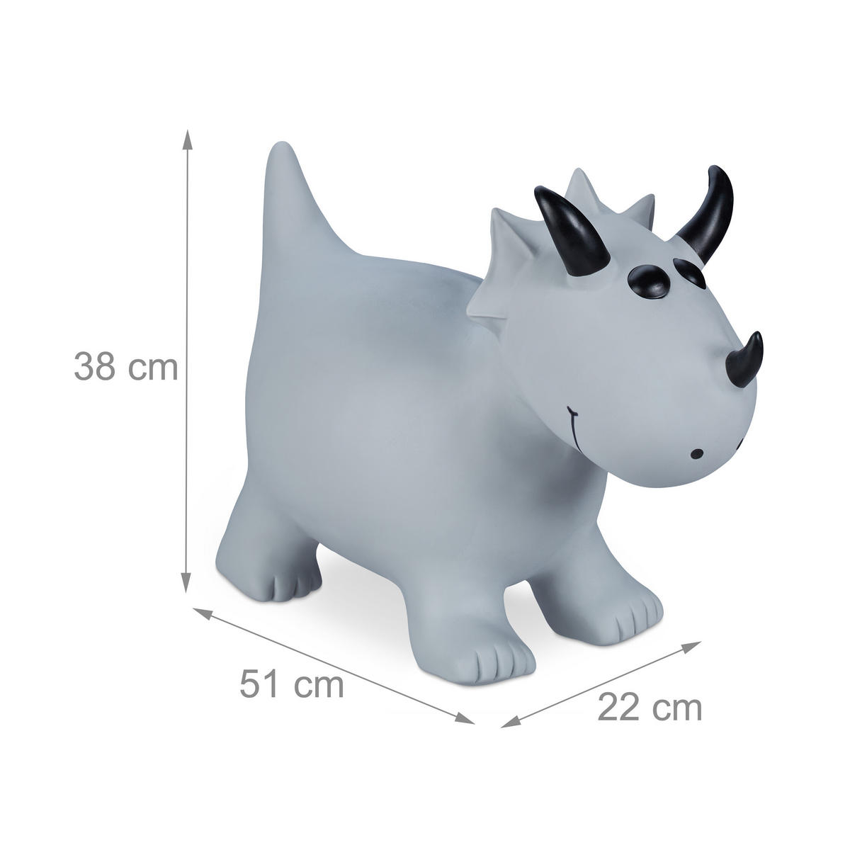 ZVÍŘÁTKO šedé černé dinosaurus PVC 38x51x22 cm - šedá, plast (22/51/38cm) - Relaxdays