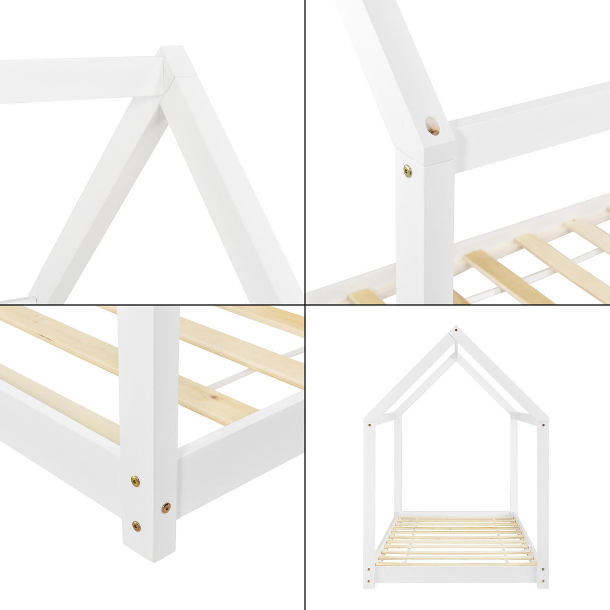 HAUSBETT Netstal - Weiß, Holz (90/200cm) - [en.casa]