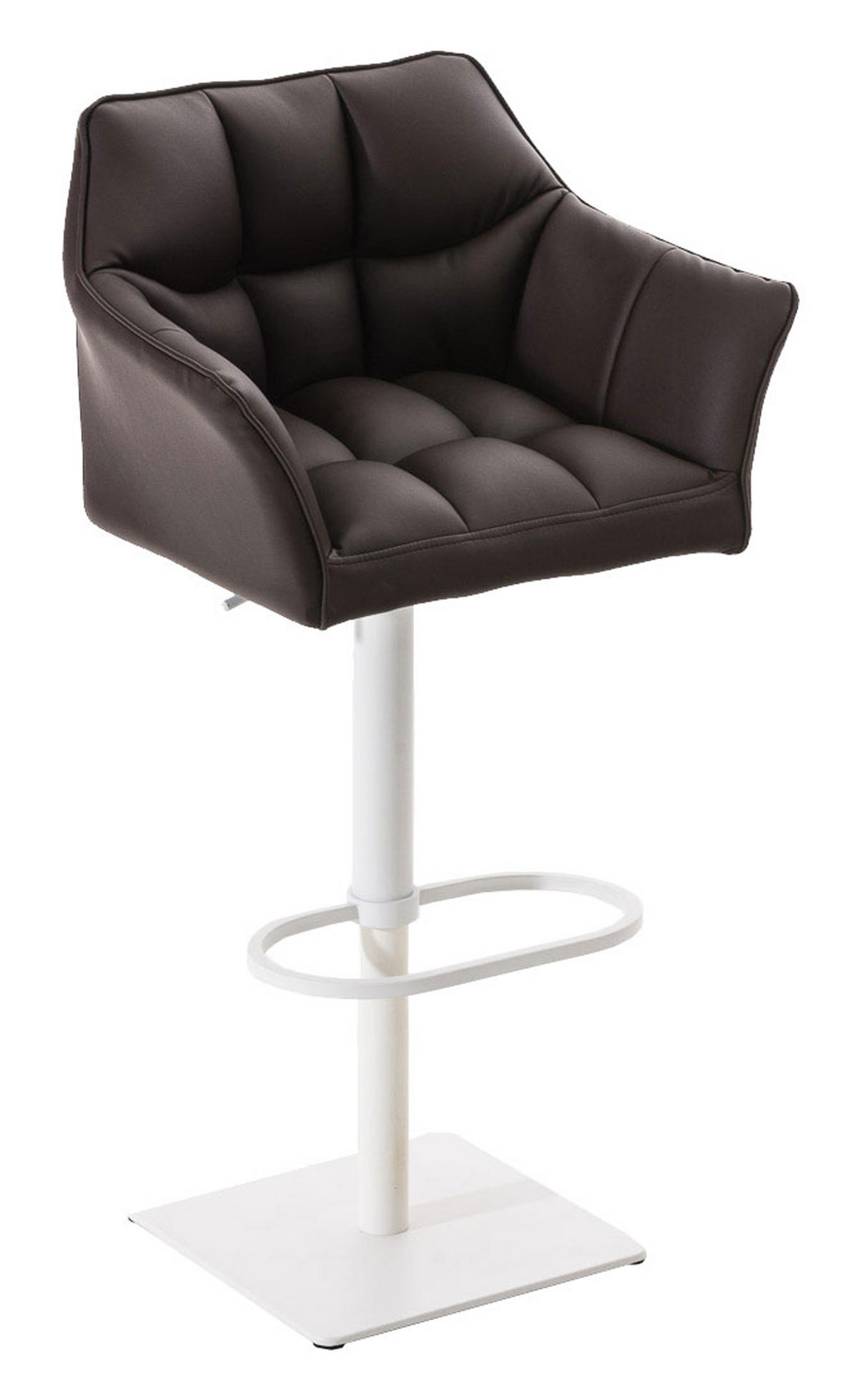 BARHOCKER 2er Set Damaskus Kunstleder weiß braun - Braun/Weiß, Textil/Metall (64/110/48cm) - TPFLiving