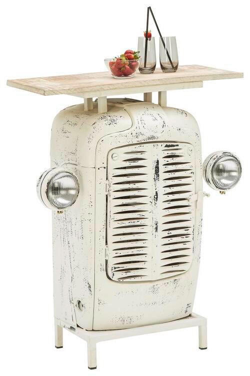 BAR in Naturfarben, Weiß  - Weiß/Naturfarben, Trend, Holz/Metall (80/35/100cm) - Ambia Home