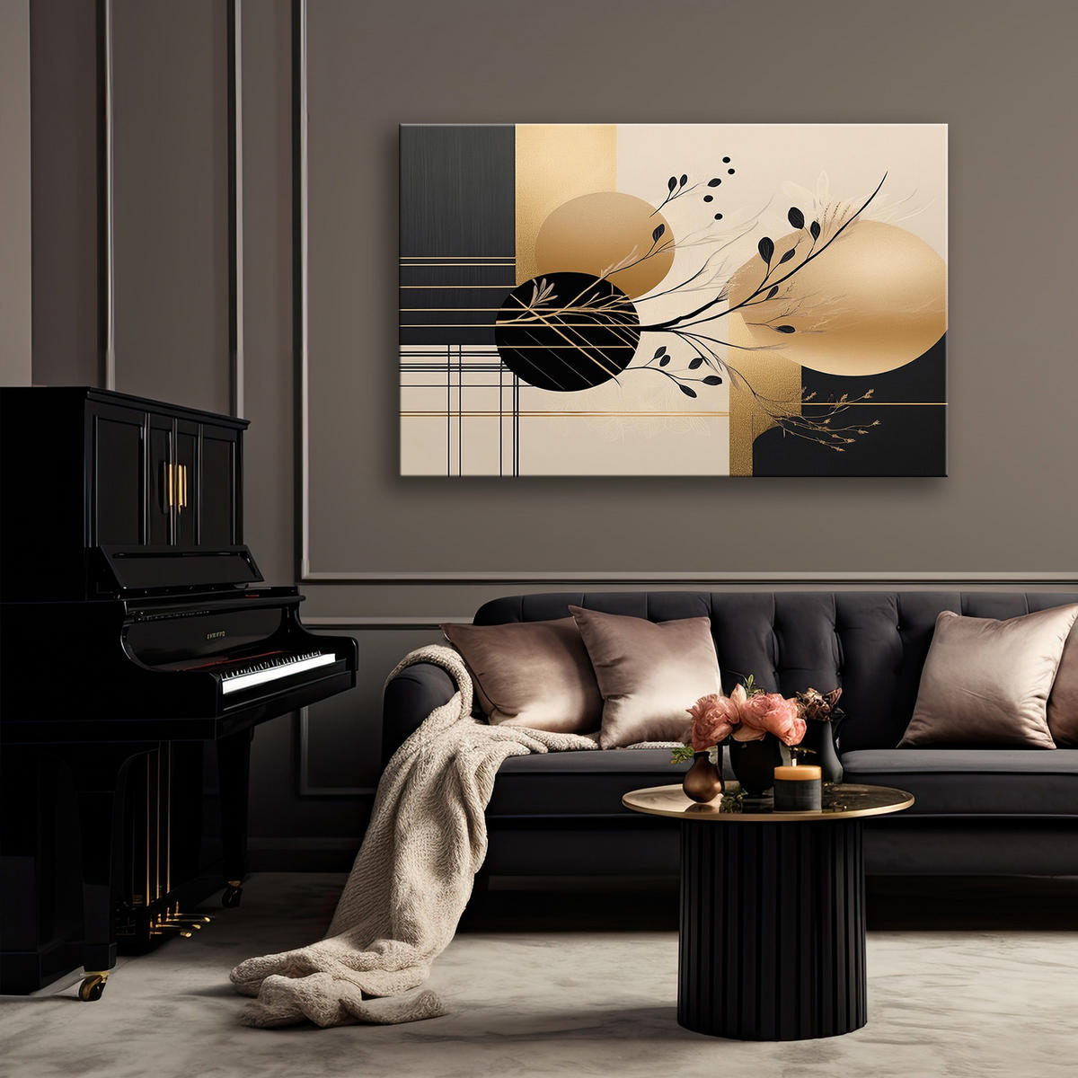 WANDBILD abstraktion glamour gold - Beige, Textil (60/40cm) - Feeby