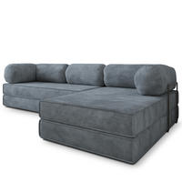 ROHOVÁ SEDAČKA ETERA modulární Boneless pohovka s funkcí spaní, šedá POSO 60 - šedá, textil (270/160cm) - MASSENO